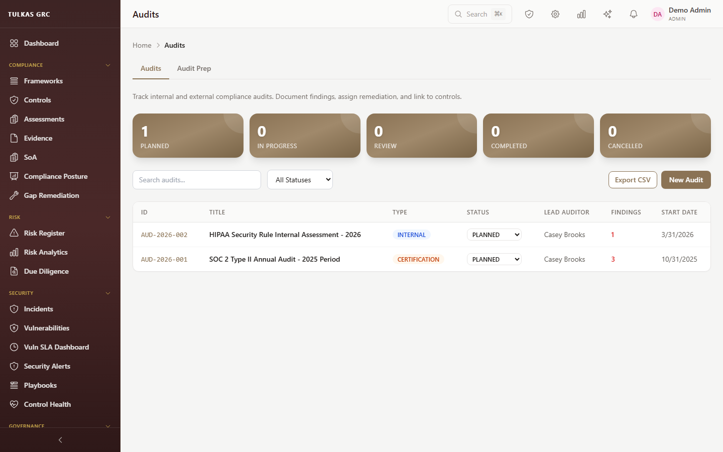 Audit Management in opsnite