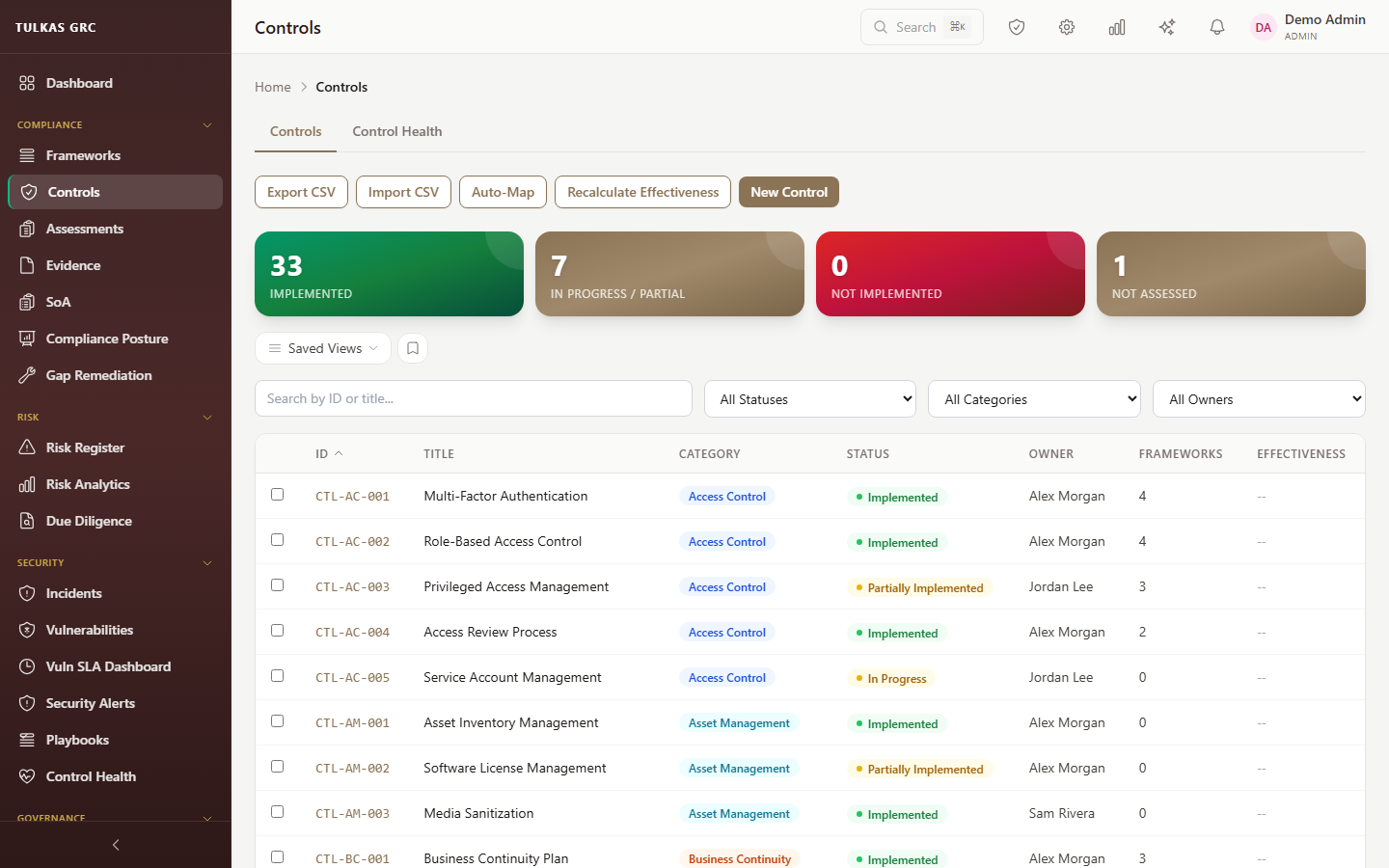 Governance, Risk & Compliance in opsnite